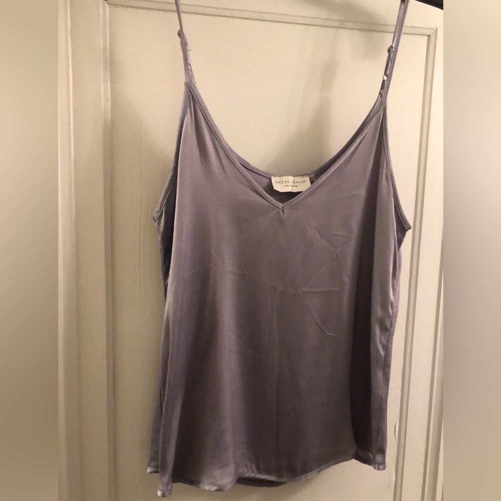 Dress Forum V neck silver satin camisole tank size Small